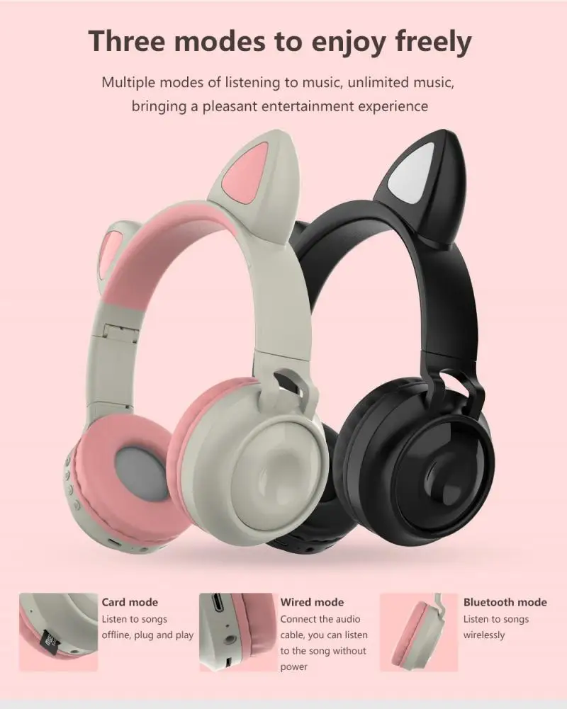 Детские наушники ZW 028 Cute Bluetooth 5 0 светодиодный нитура со светодиодсветильник кой в
