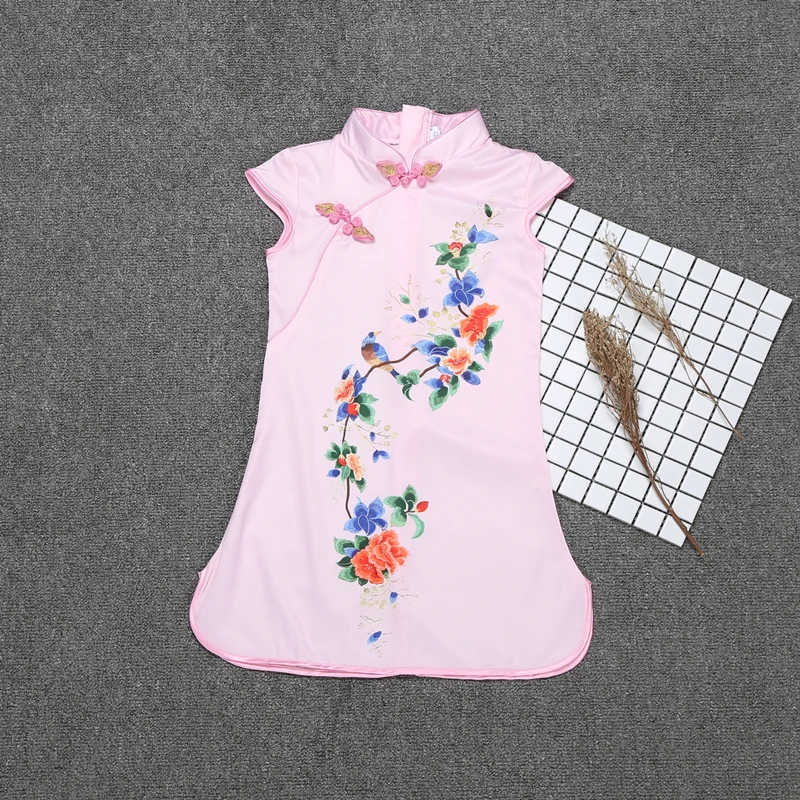 Летний Лидер продаж Китайское платье с принтом Девочка расположение цветок