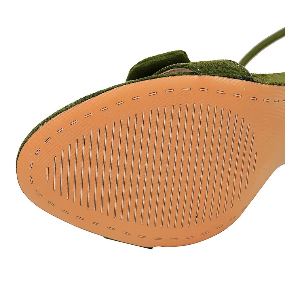 Женские босоножки на высоком каблуке 2021 см Зеленые из флока туфли шпильке с