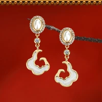 vintage pearl palace drop earrings for women geometric glaze cloud pendant female charming dangle earring jewelry best gifts