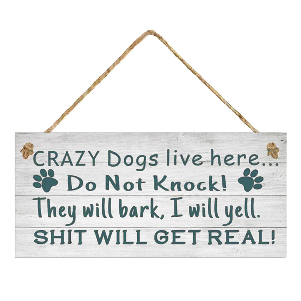 Деревянная дверная вывеска в стиле ретро подвесная сумасшедшая собака не