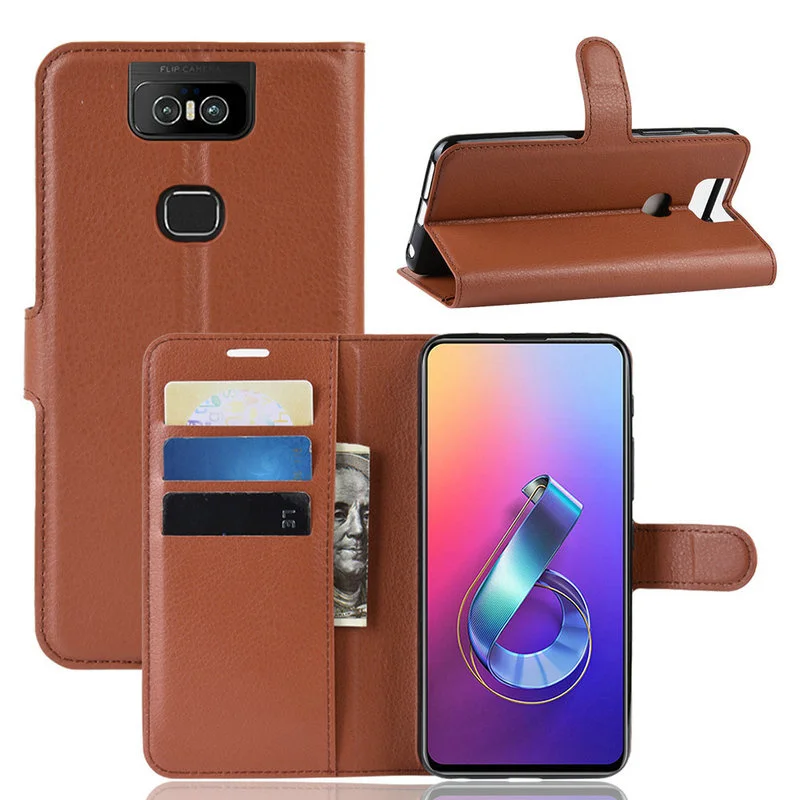 Фото Чехол-Бумажник для телефона Asus Zenfone 6 ZS630KL I01WD 6z 2019 кожаный флип-чехол чехол Etui Coque Чехол-Бумажник для телефона Asus Zenfone 6 ZS630KL I01WD 6z 2019 кожаный флип-чехол чехол Etui Coque
