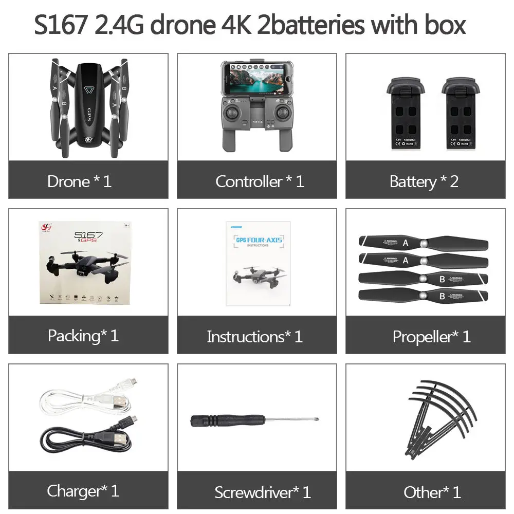 2.4G 2B Original Box CSJ S167 gps 5G wifi FPV Радиоуправляемый Дрон с камерой 4K Дрон с gps точка полета жеста фотографии видео авто возврат дома RC Квадрокоптер - Цвет: 2.4G 2B Original Box