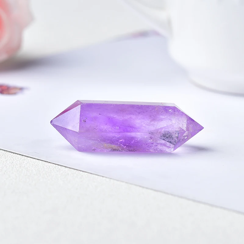 

1PC Natural Amethyst Crystal Hexagonal Double Terminated Points Wand Meditation Reiki Healing Stone DIY Mineral Jewelry Gift