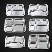 1pc durable stainless steel trays divided dinner plate lunch container fast food tray meal tray wholesale