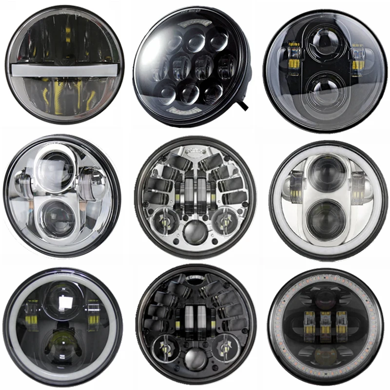 5 75 дюймов мотоцикл LED головной светильник Faro мото Halo Белый DRL Ангельские глазки