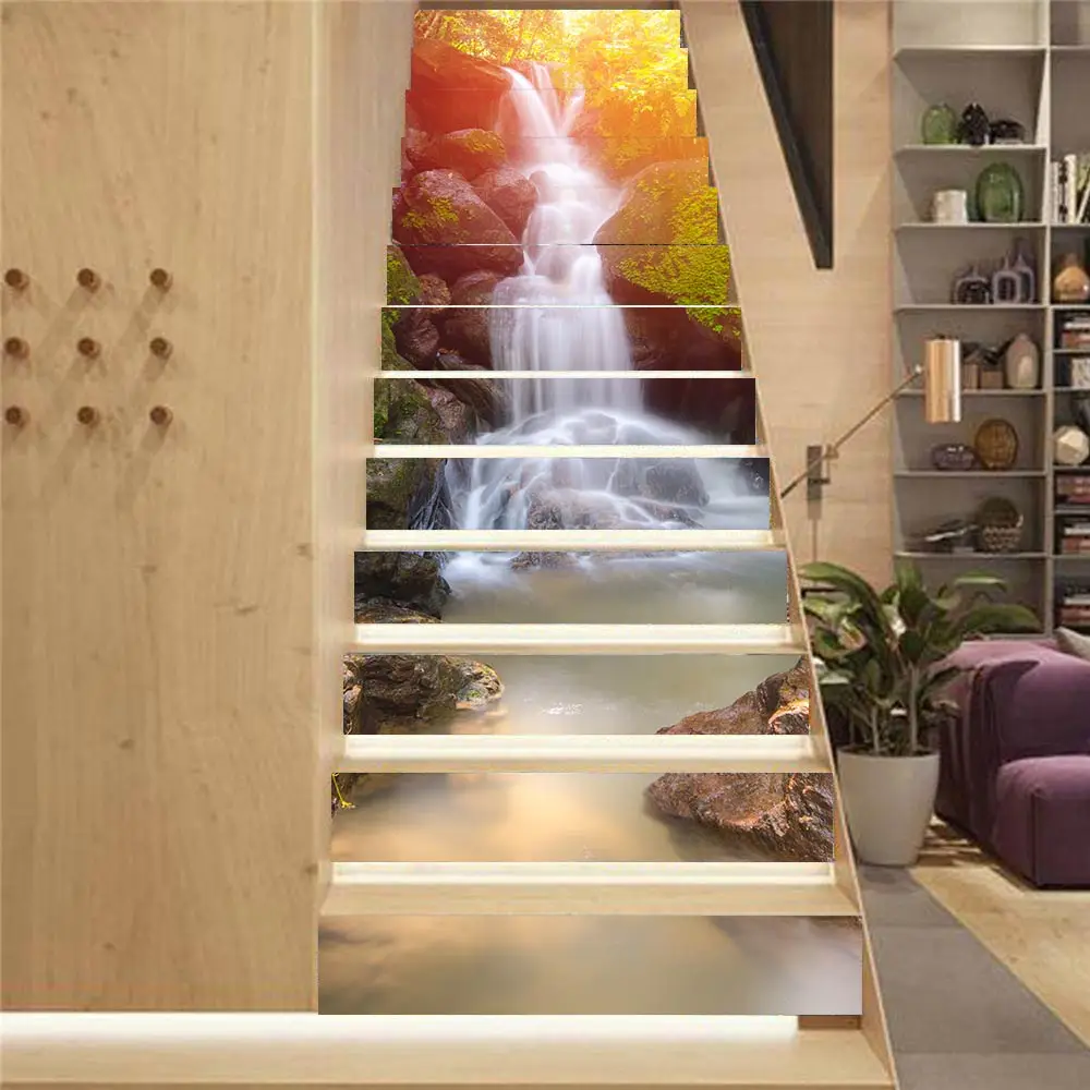 13 шт./компл. наклейки на лестницы солнечный свет водопад художественные фрески