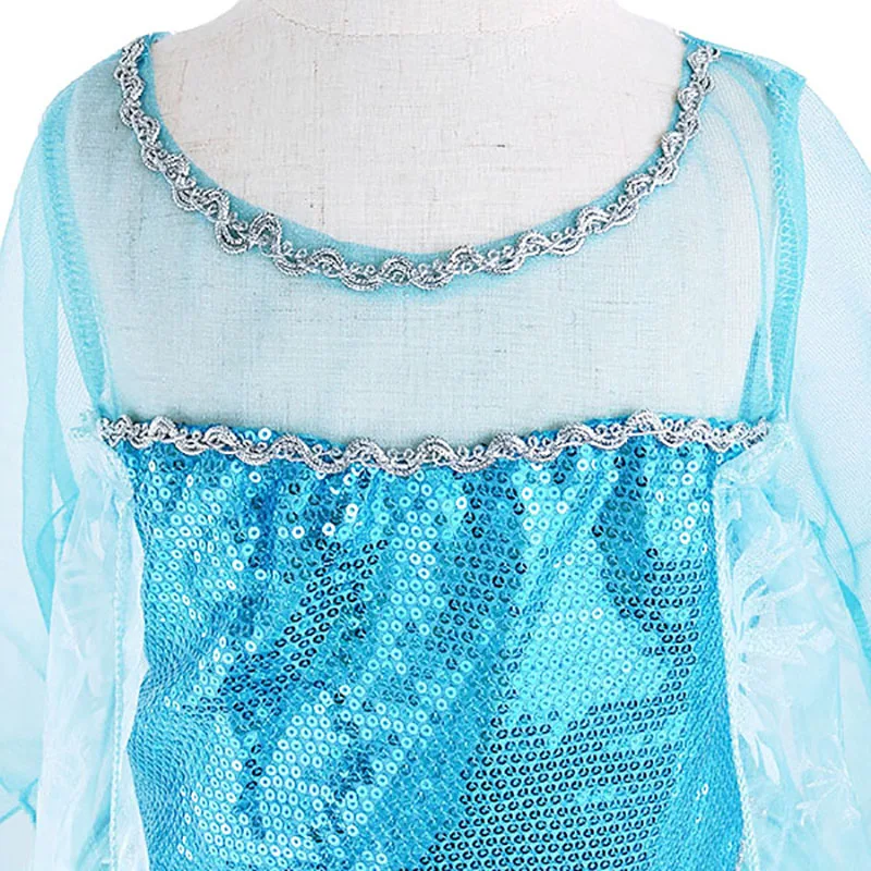 Платье принцессы Эльзы для девочек детский костюм Снежной королевы с накидкой