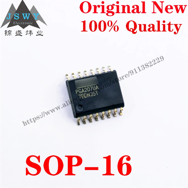 

Полупроводниковый усилитель PGA207UA SOP-16 PGA207, 10 ~ 100 шт., контрольный усилитель, IC-чип с для модуля arduino, бесплатная доставка