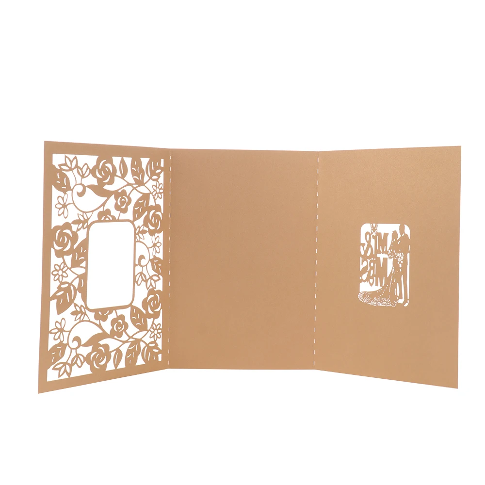 Свадебные Приглашения карты Золотая лазерная резка выдалбливают