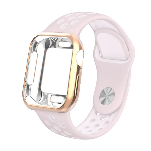 light pink white 17 Ремешок для часов apple watch 4 Band correa apple watch 42 мм 38 мм 44 мм 40 мм iwatch series 5 4 3 2 Силиконовый браслет pulseira ремешок для часов - Цвет ремешка: light pink white 17