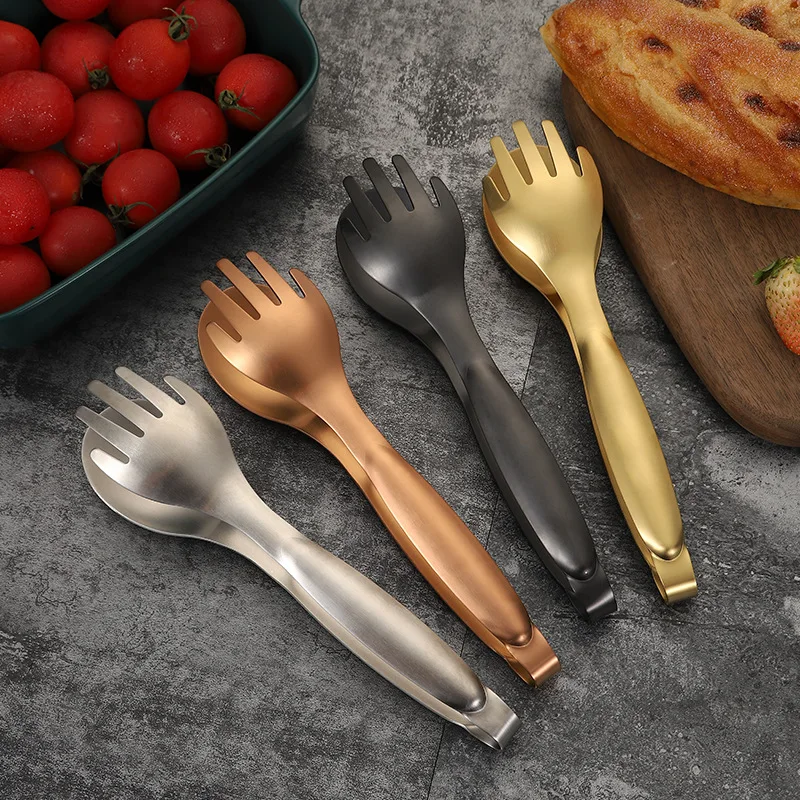 

Kitchen Stainless Steel Bread Food Clip Steak Frying Spatula Non-Slip Barbecue Grill Tongs Buffet Cooking Tools Drain Oil Shovel