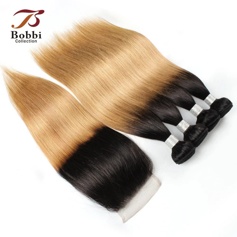 BOBBI 1B 27 эффектом деграде (переход от темного к Мёд светлые прямые 4 пряди с