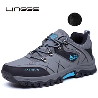 lingge new men shoes outdoor winter warm walking men casual shoes spring breathable lace up men footwear with fur 39 47