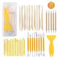 39pcs wooden polymer clay pottery play dough modeling tools plastic crafts clay modeling tool for cake fondant decoration