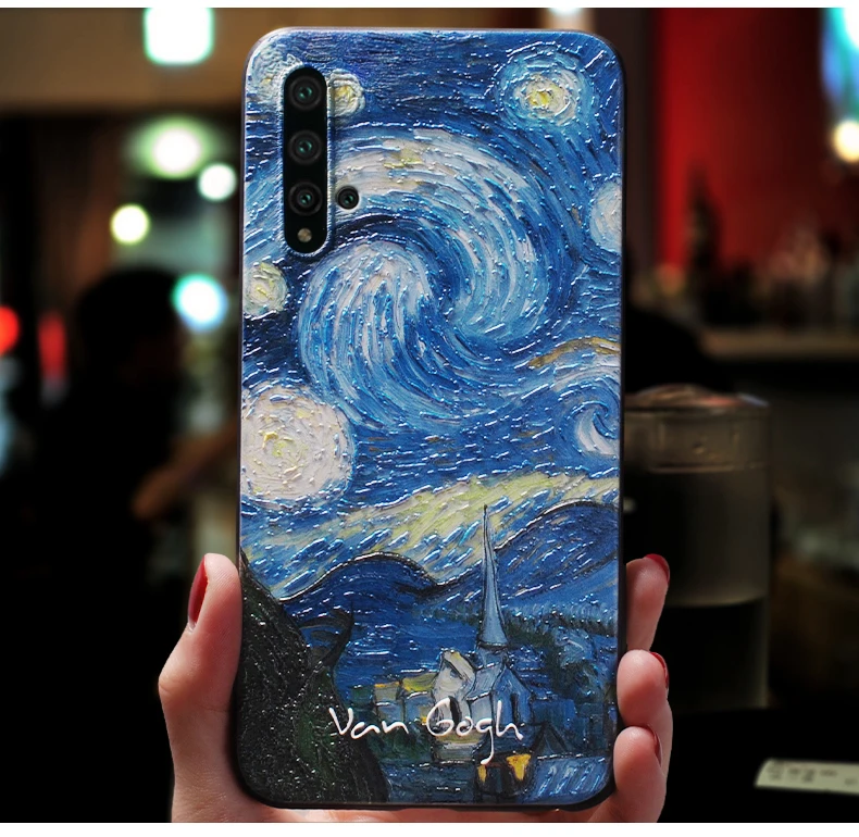 Винтаж Звездная ночь картина маслом рельефный чехол для huawei nova 5 Pro, nova 5i pro, nova 4, nova 4e(P30 Lite) крышка