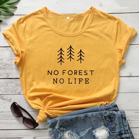 Футболка без леса, без жизни, Повседневная футболка унисекс с коротким рукавом, веганская Органическая футболка, летняя женская футболка с графическим принтом