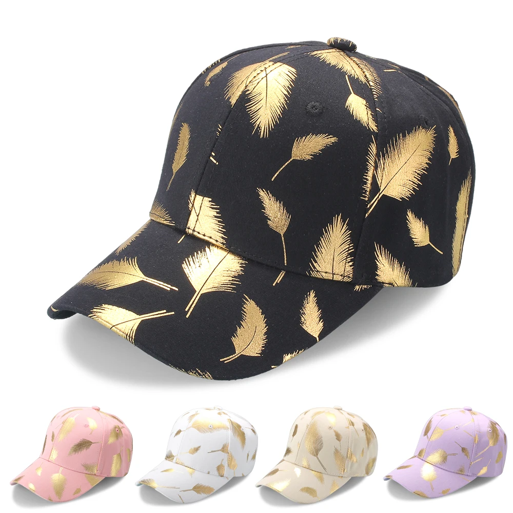 

Бейсболка для мужчин и женщин, брендовая модная уличная Спортивная Кепка с принтом золотых перьев и солнцезащитным козырьком