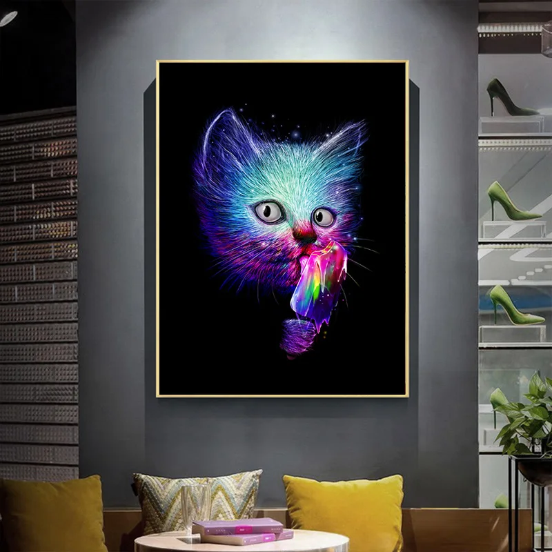 Скандинавская Настенная картина фотообои с абстрактным котом и фотографиями для