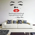 Мэрилин Монро лицо красные губы макияж стены стикер девушка комната Спальня Салон красоты вдохновляющая Цитата Наклейка на стену бар виниловый Декор