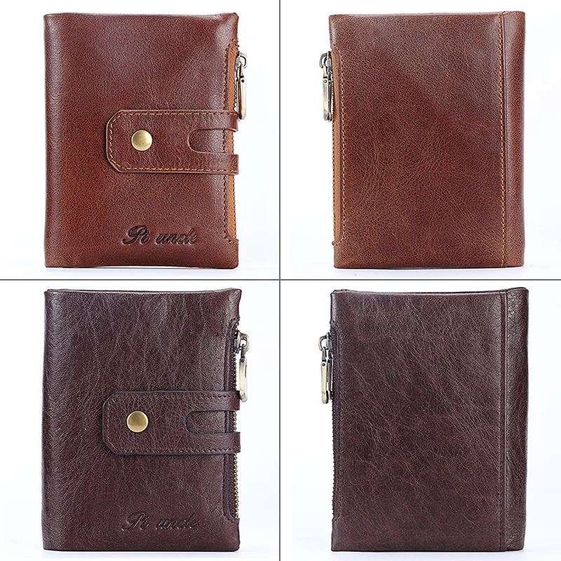 Брендовые мужские кошельки PIUNCLE Rfid Ретро стиль кожа мягкая двойная молния