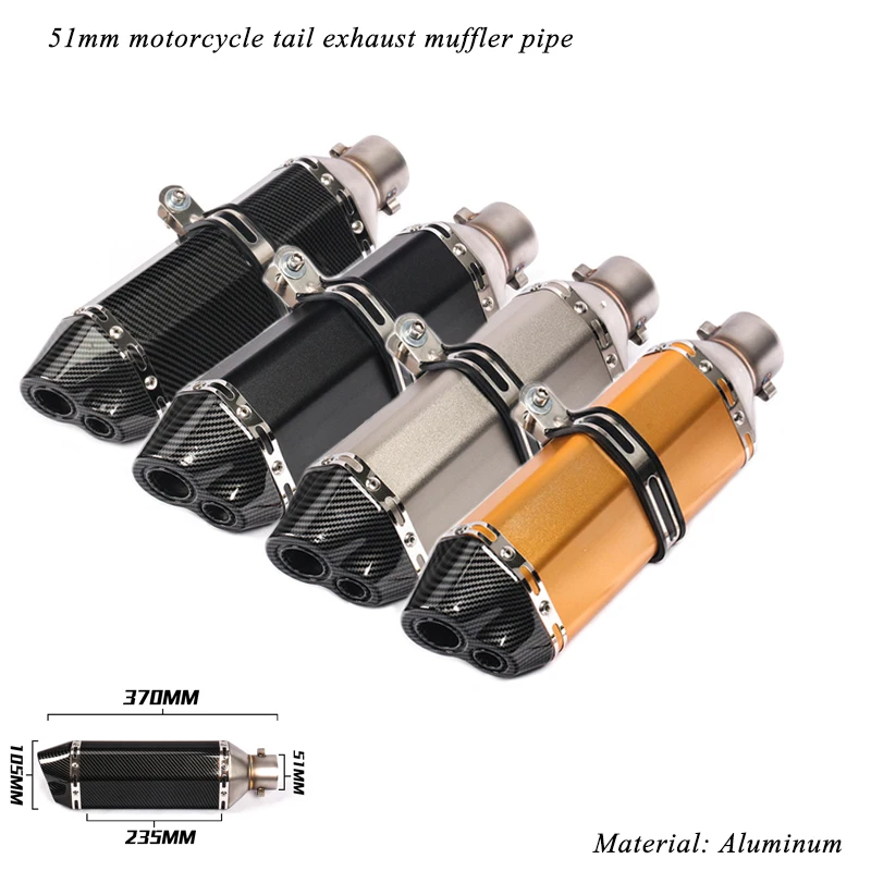 

Motorcycle Aluminum Tail Silencer System Modified For 38-51mm Moto-Short Exhaust Muffler Pipe With DB Killer Universal 370MM