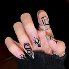 Пламя Темный Панк ногтей искусство носимые накладные короткие ногти поддельные миндаль Nalis с клеем 24 шт.коркор. с инструментами в подарок