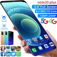note20 plus 5 8 inch andriod 10 double sim card face id 10 core cheap smart phone mtk6799 6128gb 1324mp 4800mah mobile phones