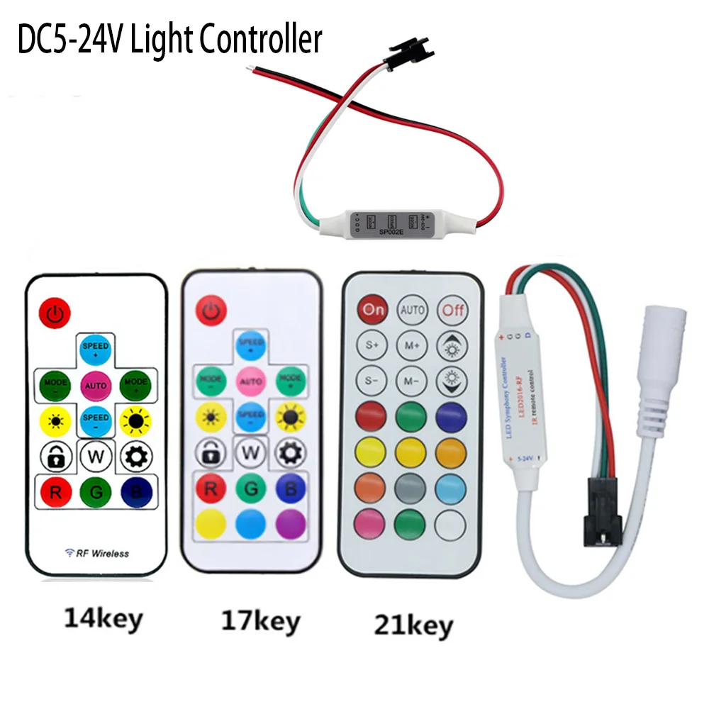 Мини 3key RF 14key 17key 21key светодиодные полосы пикселей DC5 24V светильник контроллер для