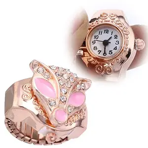 Милый чехол Стразы с рисунком пальмы для девушек, эластичные кварцевые наручные часы с кольцом на палец для женщин, женские кварцевые часы