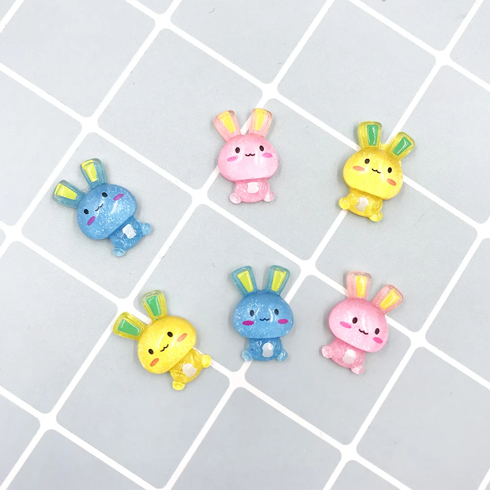 50 шт. кабошоны из смолы с плоской задней стороной в виде кролика для бантов