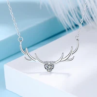 one deer has your necklace small deer horn collarbone chain s925 sterling silver female pendant pendant sweater chain