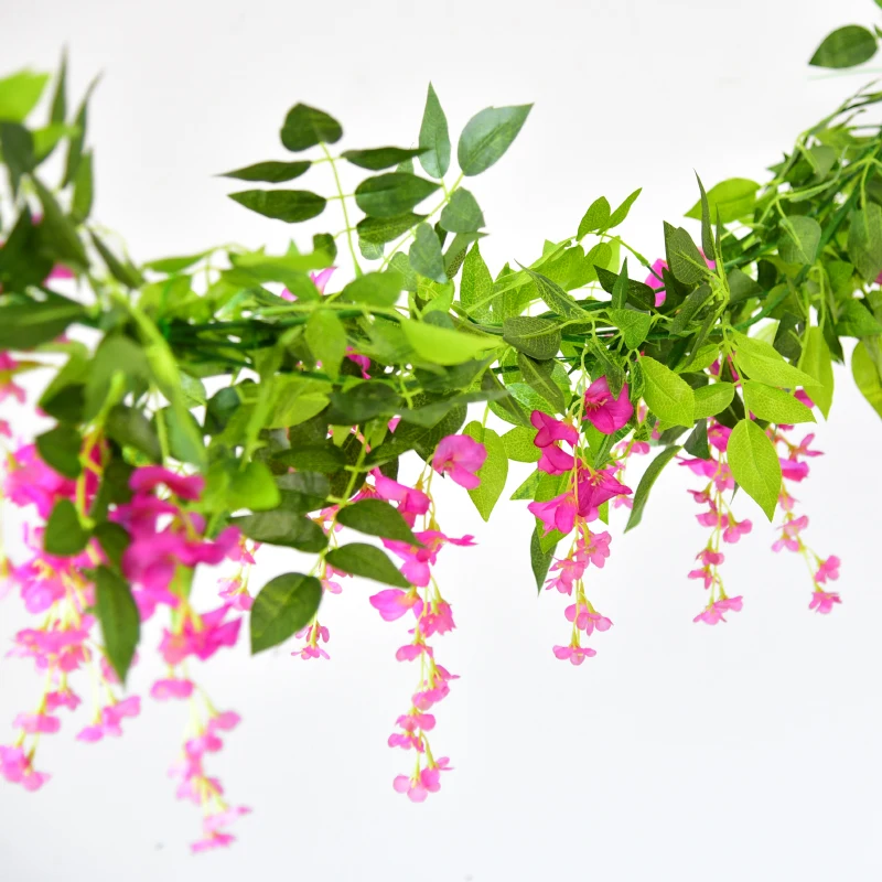 Искусственные шелковые цветы из Вистерии лоза ротанга для украшения сада и
