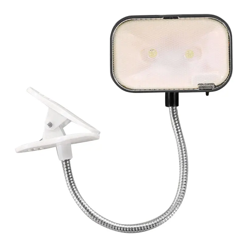 Flexible Bright 2 LED Night Light With Clamp Reading Lamp Retro Rectangle |
