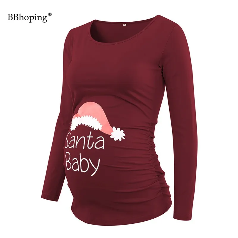Рождественская Футболка для беременных женская одежда Одежда забавная Милая