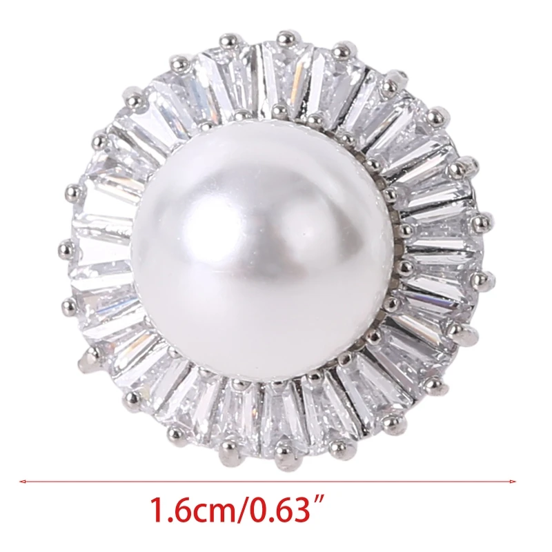 

5Pcs 16mm Retro Vintage Round Rhinestone Faux Pearl Buttons Alloy Embellishments with Metal Loop for DIY Jewelry Crafts