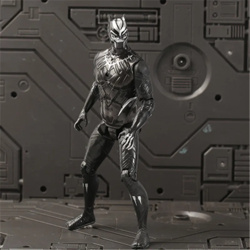 black panther 16cm Hasbro Marvel Мстители Q версия Железный Человек Робот Тор Капитан Америка модель человека-паука кукла игрушка для детей подарок - Цвет: black panther 16cm