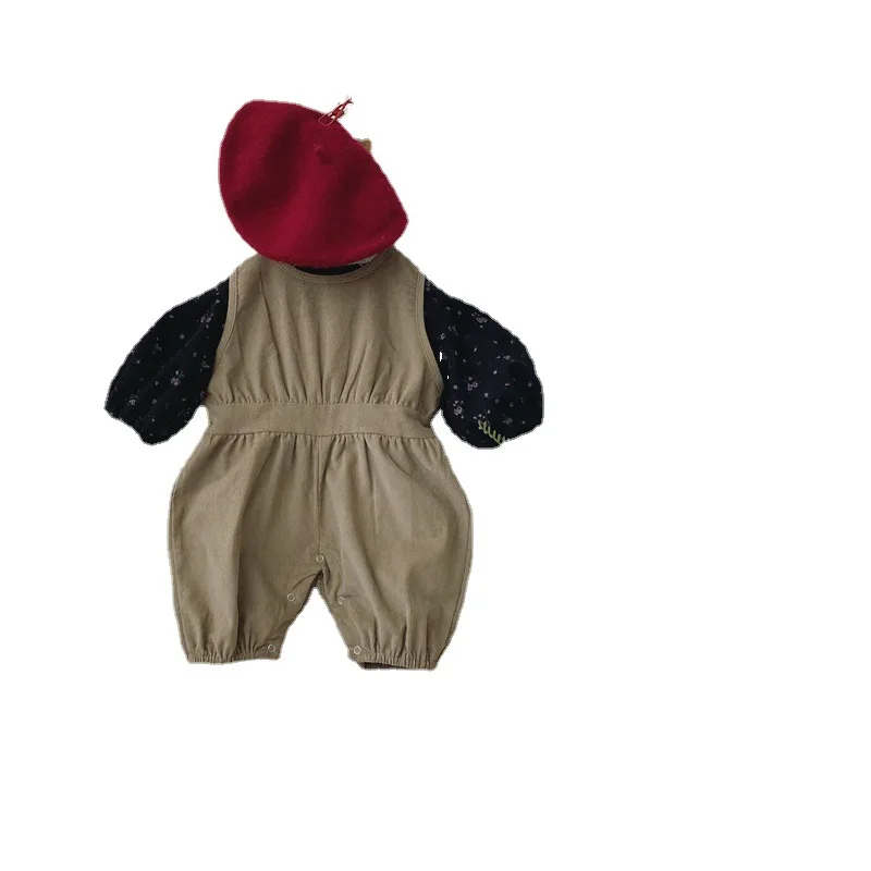 

9050, комплект детской одежды, Новинка осени 2021, комплект из двух предметов для маленьких девочек, Вельветовая рубашка с разбитыми цветами + ко...