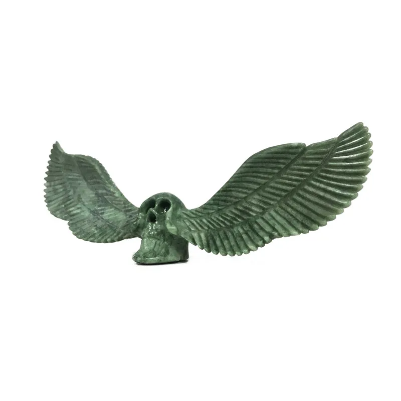 Новый ручной работы натуральный камень крыло Статуэтка Череп Кристалл резная