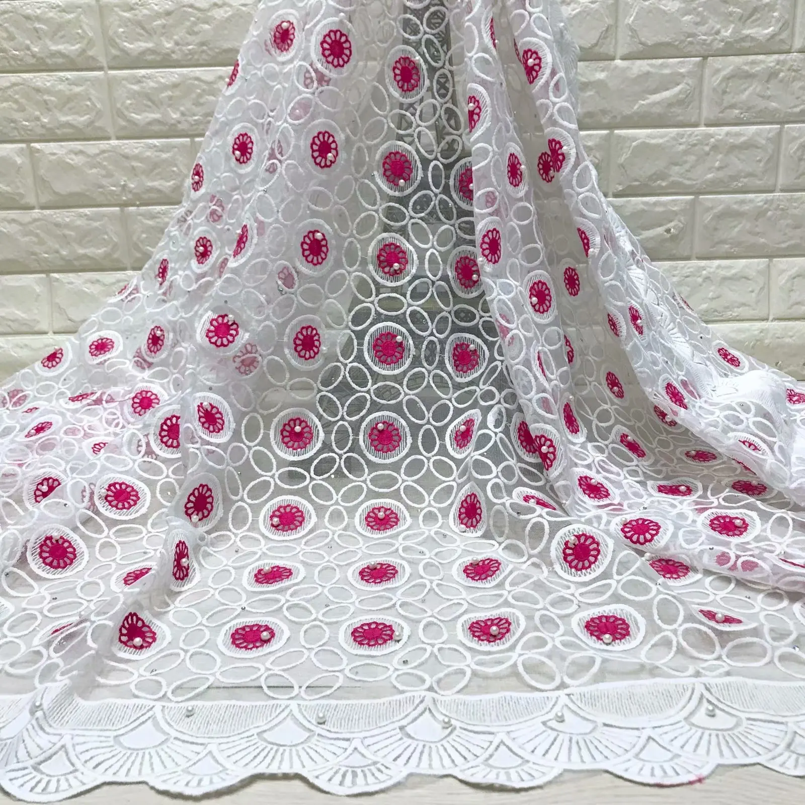 Красивая африканская кружевная ткань новинка 2019 Кружевное белое Сетчатое