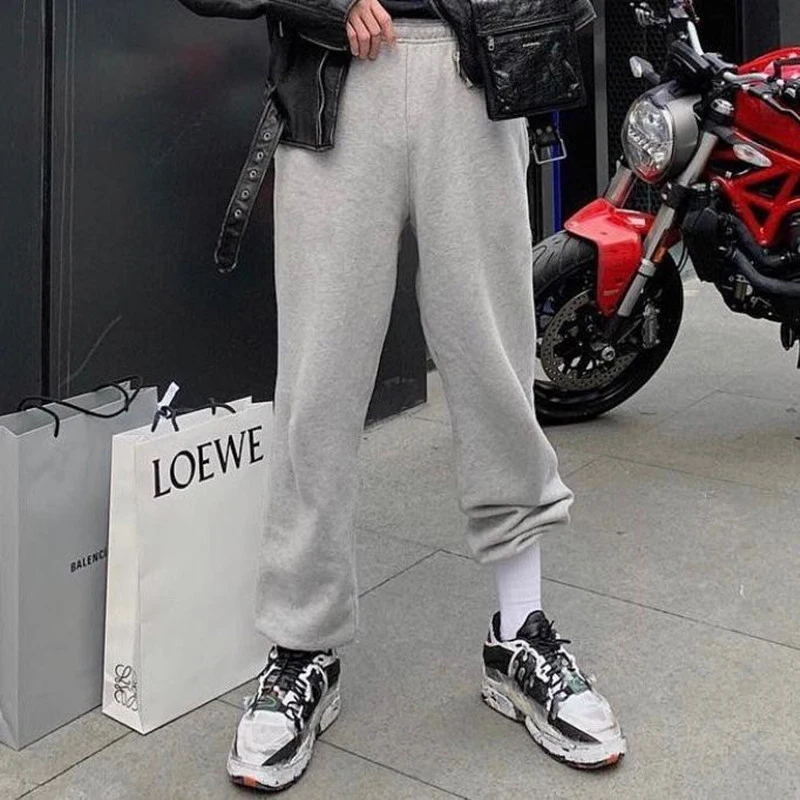 

2021 модная мужская уличная одежда, весна-осень, однотонные хлопковые брюки, мужские повседневные свободные спортивные брюки на шнуровке, брю...
