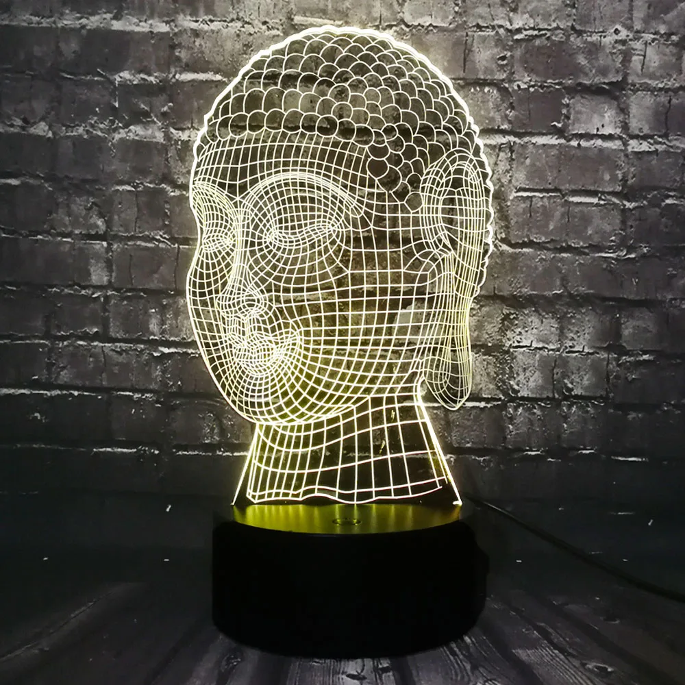 Новинка 3D голова Будды Tathagata Bless предприятие домашнее украшение светодиодная USB