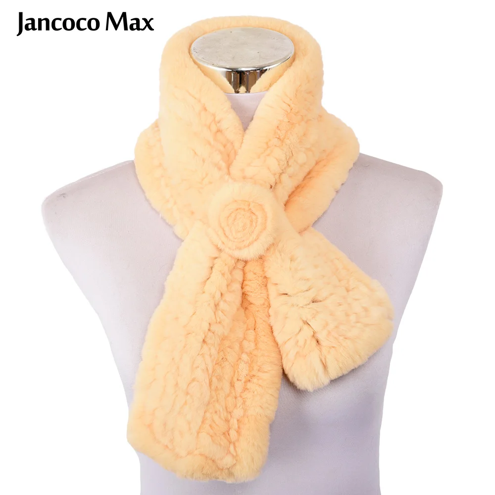 Женский меховой шарф однотонный теплый из натурального кроличьего меха на весну