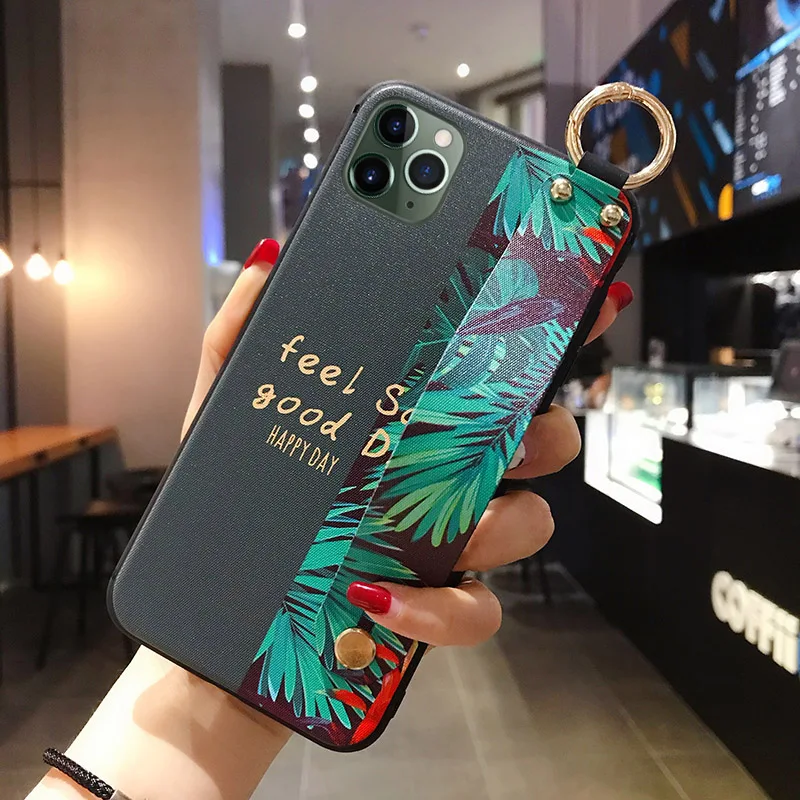 Чехол для iPhone 11 чехол держатель телефона 12 pro max X Xs XR 7 8 Plus se с цветочным ремешком из