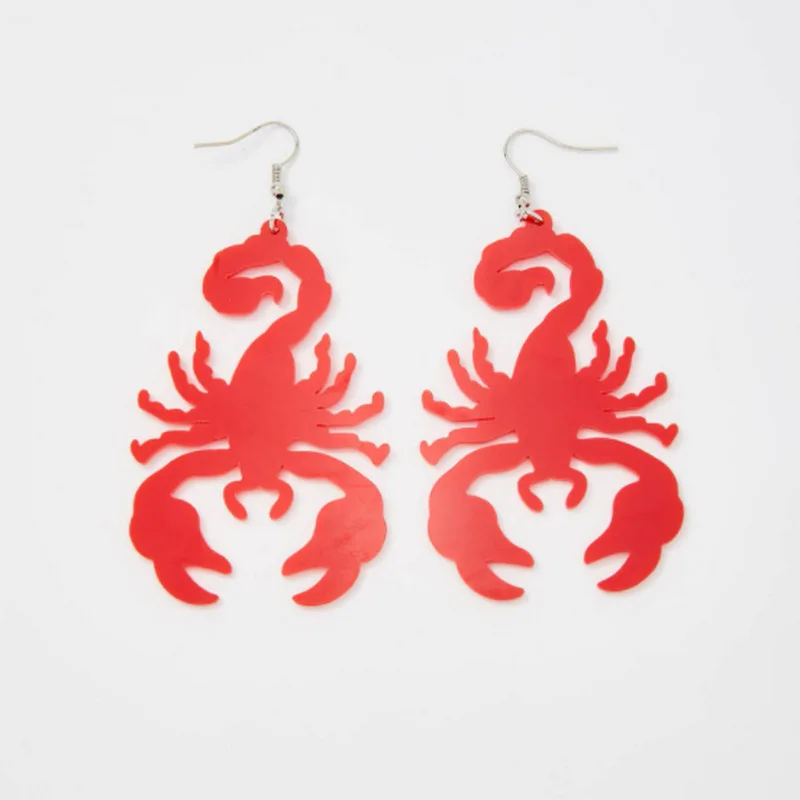 

Street Fashion Hip Hop Rock Dangle Earrings Unisex Style Insect Red Scorpion King Men Women Exaggerated Big Acrylic Earrings