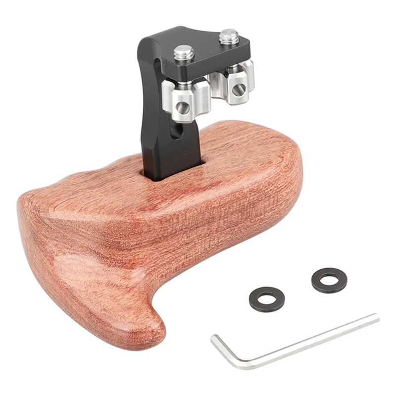 

Деревянная рукоятка для камеры с инверторным винтом 1/4 дюйма для установки клетки камеры DSLR (левая сторона)