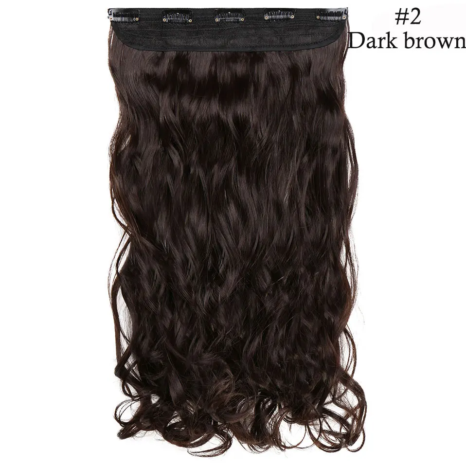 dark brown S-noilite, 47 цветов, 24 дюйма, длинные волнистые женские волосы на заколках, цельные синтетические волосы для наращивания, черный, коричневый, накладные волосы на заколках для женщин - Цвет: dark brown