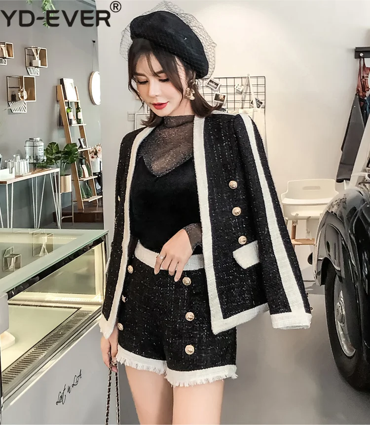 Женское твидовое пальто в стиле пэчворк черная и белая двубортная шерстяная