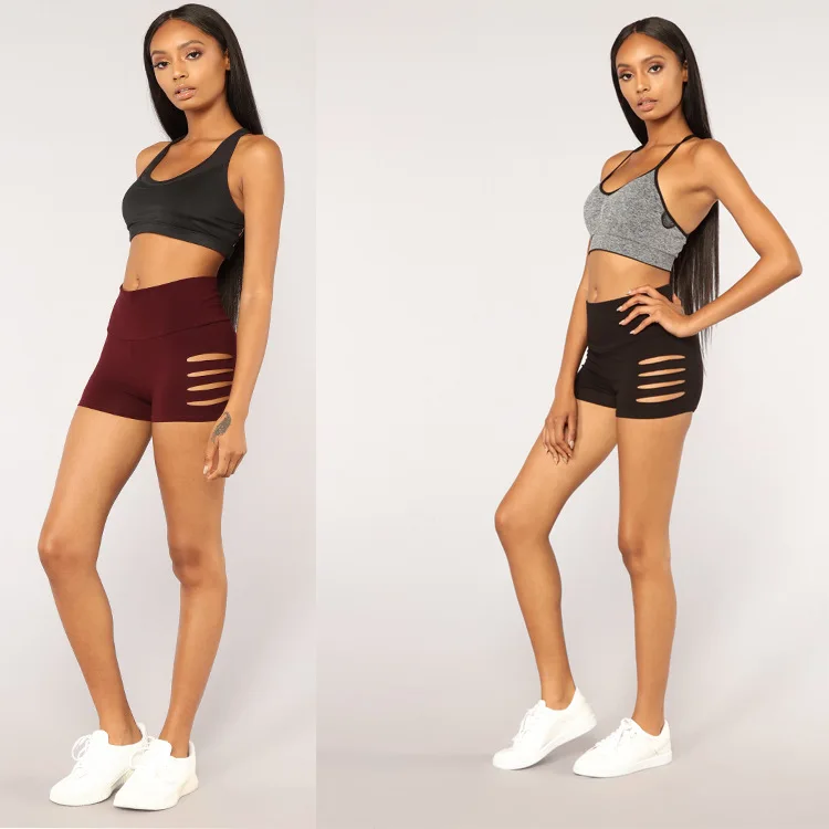 

2 предмета в комплекте боковое отверстие шорты стрейч спортивные шорты для йоги полые Штаны с высокой посадкой пятно