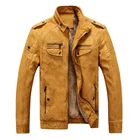 Утепленные мужские зимние куртки, кожаная куртка, модные мотоциклетные ветрозащитные куртки из искусственной кожи для мужчин